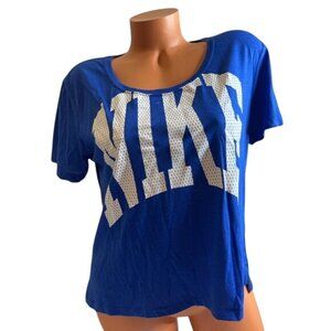 Nike Tee Womens Royal Blue Short Sleeve Graphic Print Logo Relaxed Pullover Sz S
